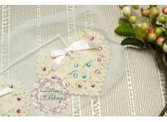 Heart Beige Vinty trim applique, 7x8 cm